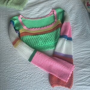 Multicolored Cropped Sweater